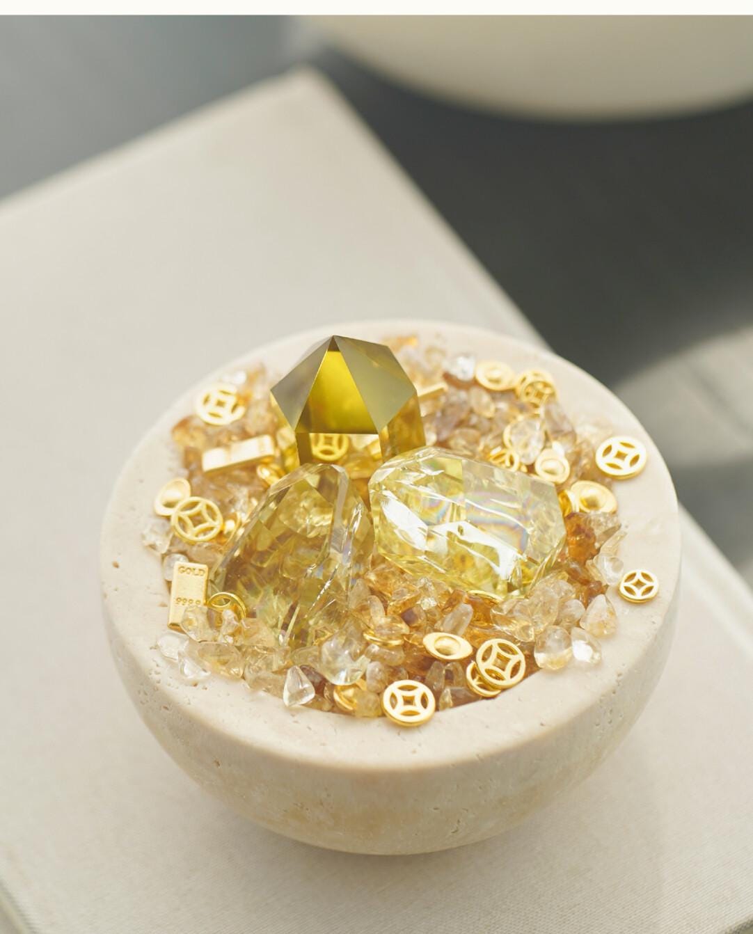 Magnetische Schale Wohlstand 2026 - Citrin Fülle Schale - Gold Anzieher - Reichtum & Gelegenheiten - Energetisches Geschenk