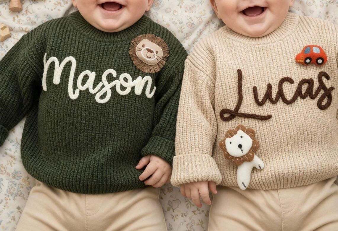 Personalized Baby Knit Sweater | Custom Name Pullover