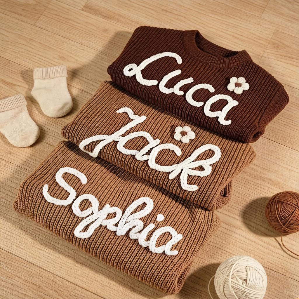 Personalized Baby Knit Sweater | Custom Name Pullover