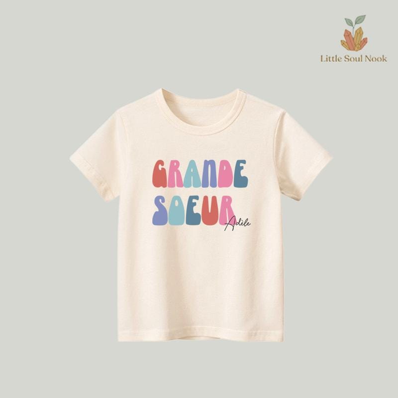 [The Sacred Beginning] 'Grande Sœur' Boho Sibling Reveal Tee - French Custom Ritual Attire