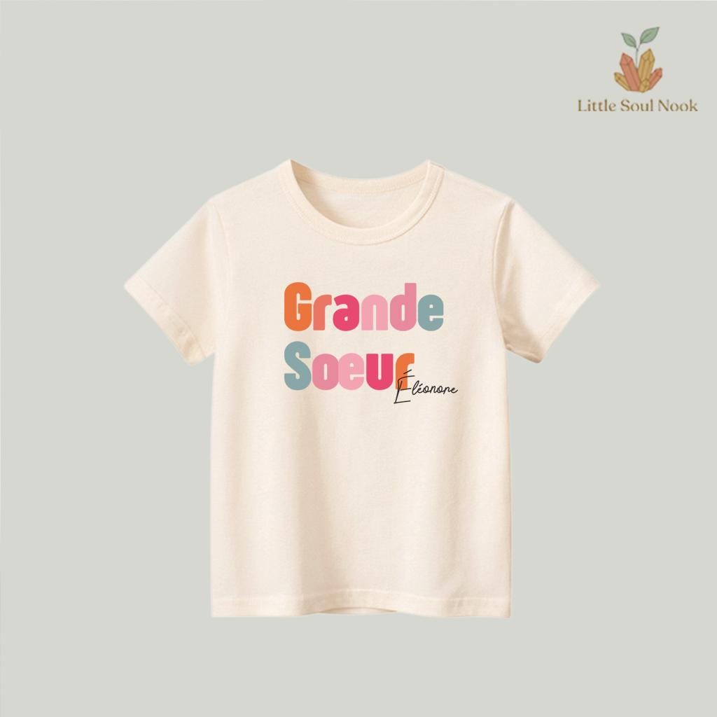 [The Protector's Badge] Custom 'Big Sister' Ritual Gift Shirt - Personalized Organic Sibling Announcement Tee
