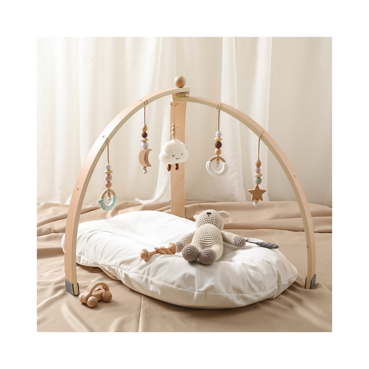 Montessori Wooden Baby Activity Gym | Aesthetic Nursery Decor