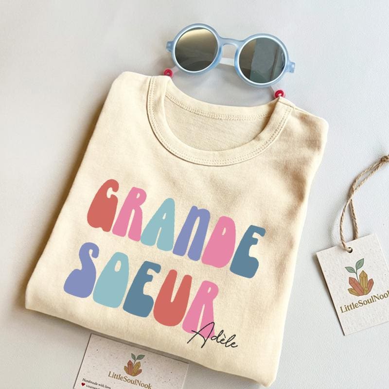 [The Sacred Beginning] 'Grande Sœur' Boho Sibling Reveal Tee - French Custom Ritual Attire