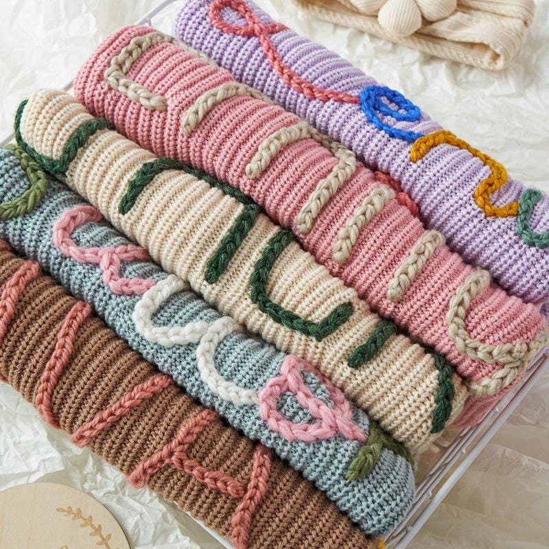 Personalized Baby Knit Sweater | Custom Name Pullover