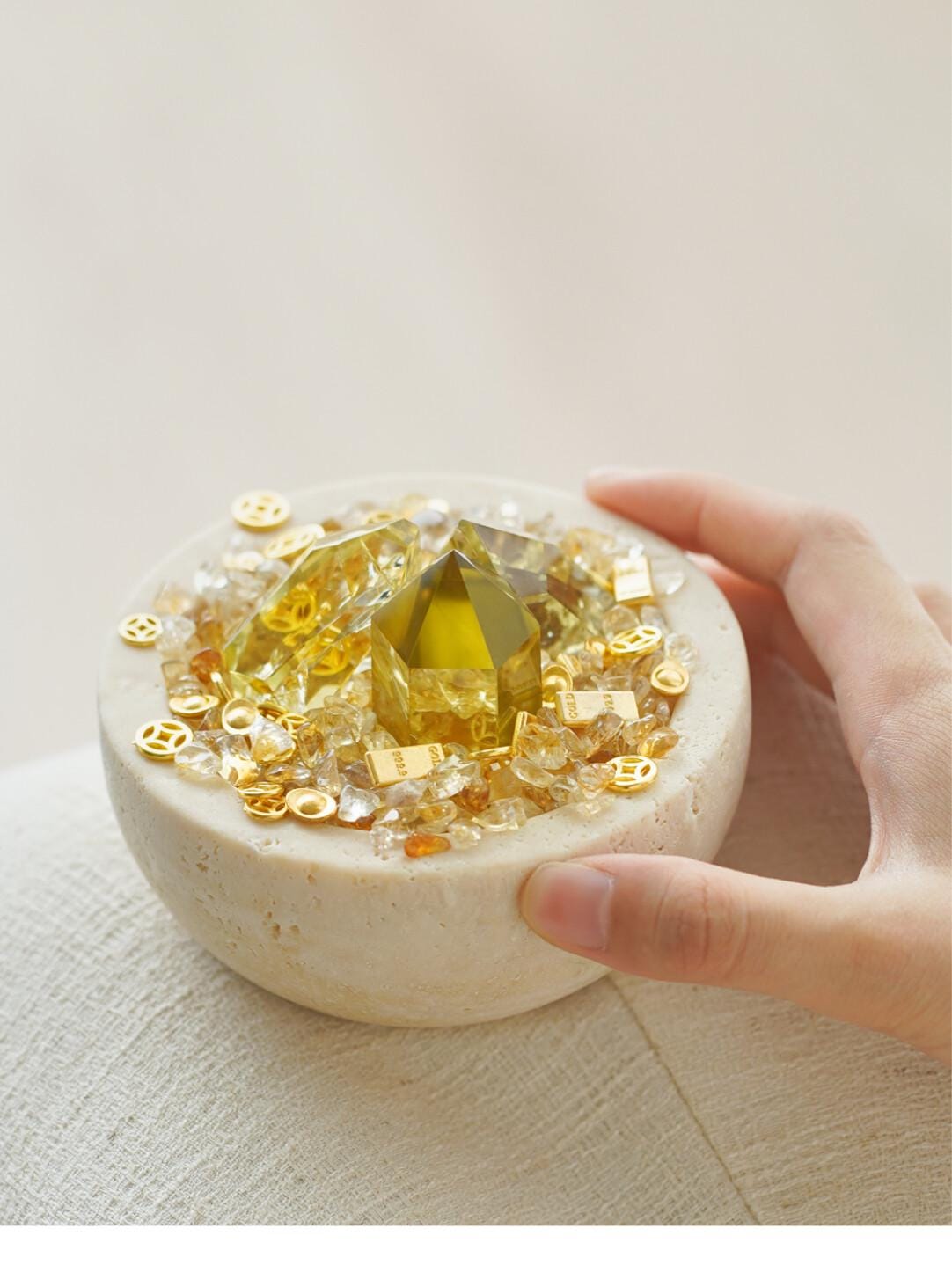 Magnetische Schale Wohlstand 2026 - Citrin Fülle Schale - Gold Anzieher - Reichtum & Gelegenheiten - Energetisches Geschenk