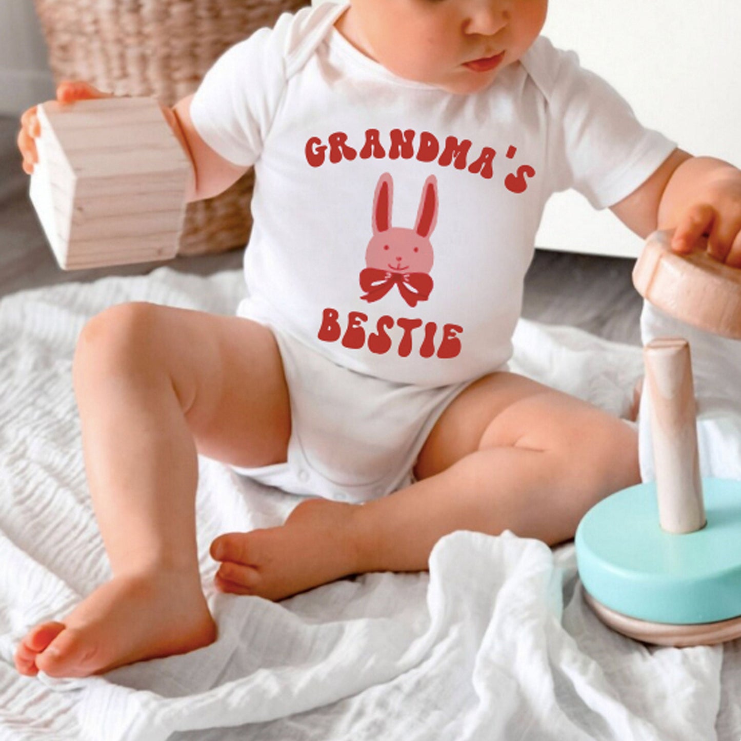 Grandma's Bestie Baby Onesie | Boho Rabbit Bodysuit
