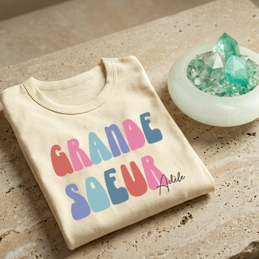 [The Sacred Beginning] 'Grande Sœur' Boho Sibling Reveal Tee - French Custom Ritual Attire